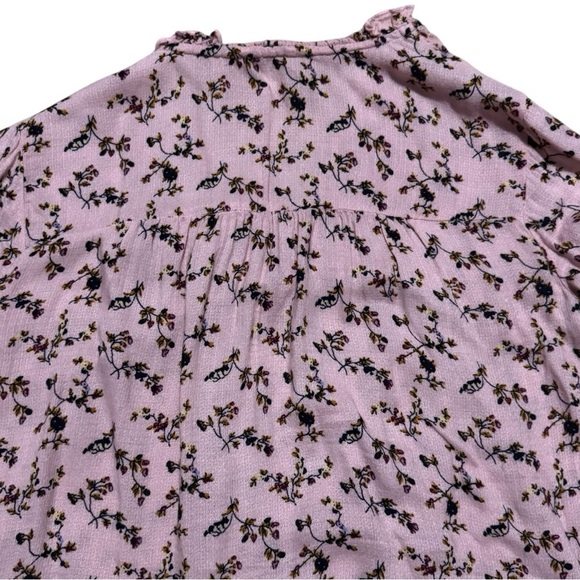 Lucky Brand Pink and Black Floral V-Neck Top with Flowing Sleeves Size S - Picture 11 of 12